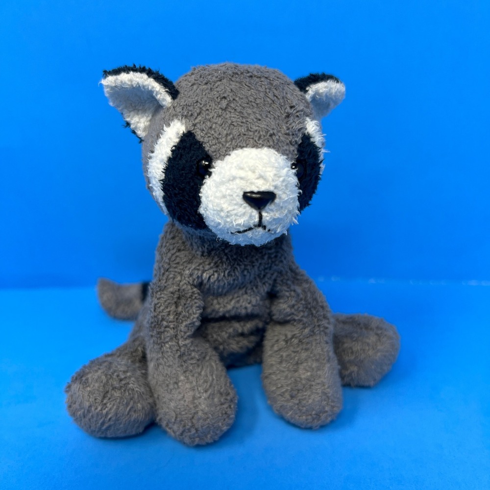 Russ Luv Pet Racky Raccoon Small Grey Black White Vintage 1990s Stuffed Toy
